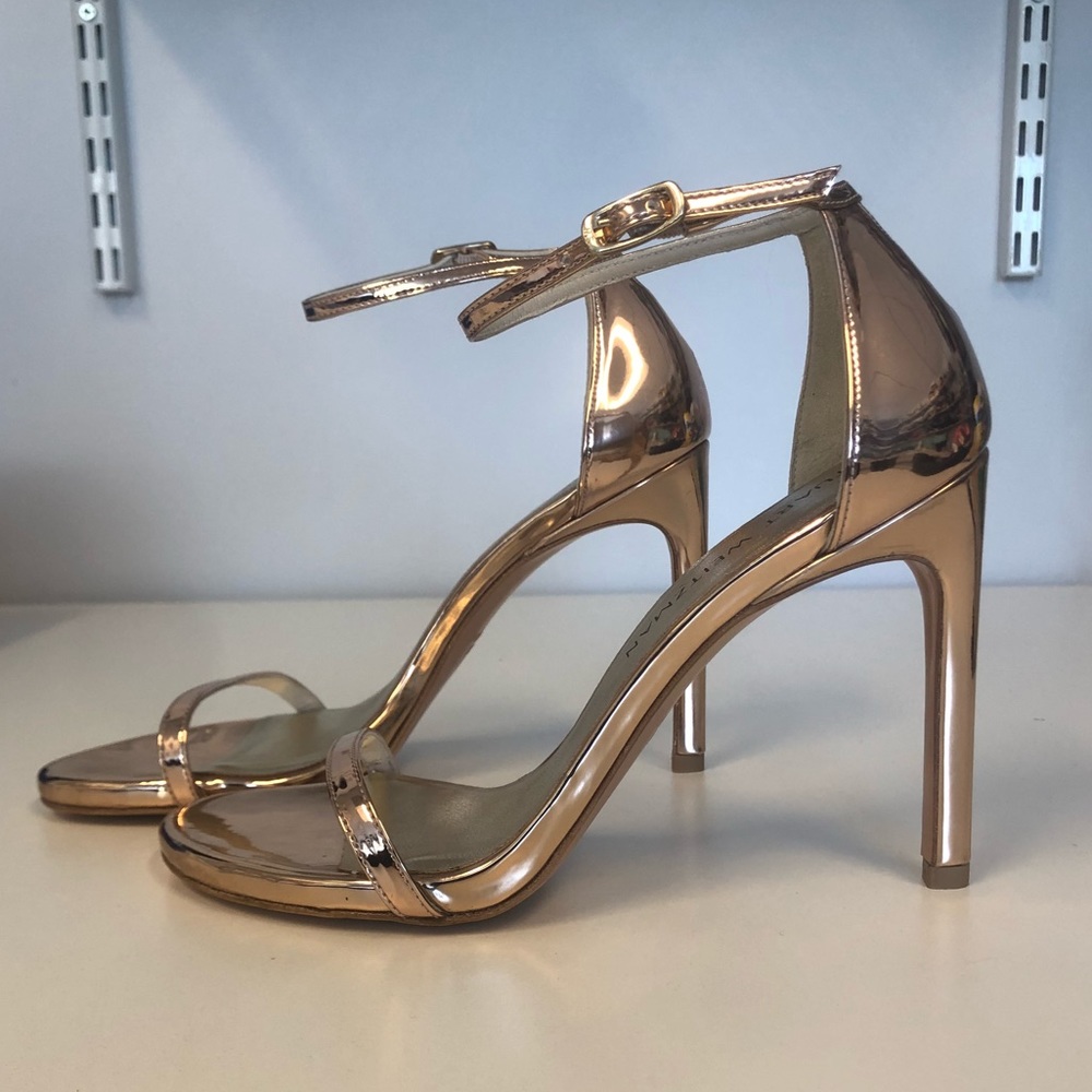 Stuart Weitzman Nudistsong Sandal Rose Gold 100mm